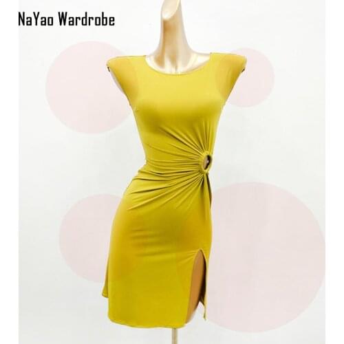 2020 New W535 Sleeveless Waist Ring Design Latin Dance Dress Women Performance Costume Latin Ballroom Dresses Latino Dancewear
