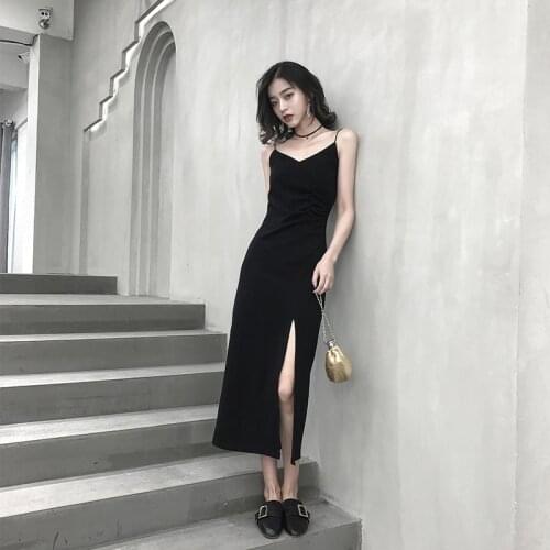 Women Maxi Dress 2020 Summer Sexy V-neck Sling Dress Female Black Sleeveless Long Dresses