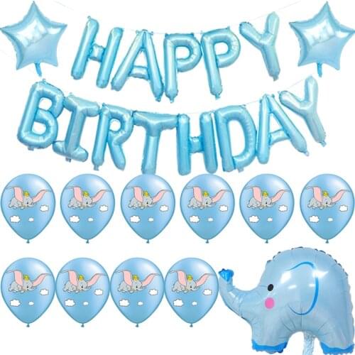1set Baby Shower Party Decor for Boy Sky Blue Fly Elephant Latex Balloon Boys Balloons Kids Happy Birthday Party Decorations Toy