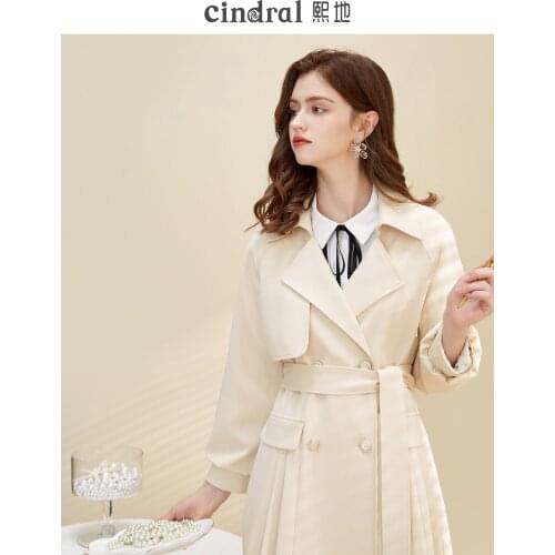 2021 Spring New Windbreaker Womens Mid-length Fashion Design Pleated Pleated Jacket This Year