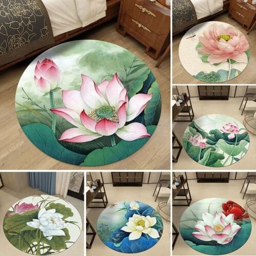3D Flower Circular Rug Living Room Bedroom Area Carpet Floor Mat Non-slip Doormat Home Decoration