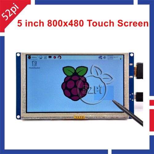 52Pi Free Driver 5 inch 800*480 TFT LCD HDMI Touch Screen Display for Raspberry Pi 4 B / 2B / 3B / 3B Plus (3B+) / PC Windows