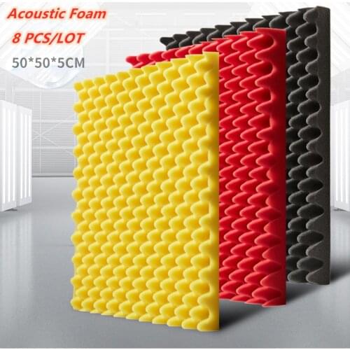 8 PCS 50x50x5cm Studio Acoustic Foam KTV Soundproof Foam Sound Absorption Treatment Panel Sound Wedge Protective Sponge