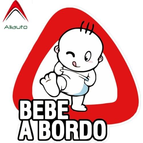 Aliauto Lovely Car Sticker Baby on Board Bebe A Bordo Auto Decoration Waterproof Vinyl Decal for Honda Crv Yeti Jeep,15cm*14cm