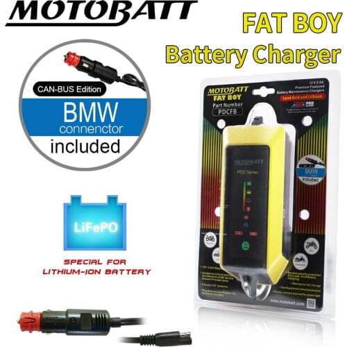 Motobatte 12V 2.0A Lithium Automatic Battery Charger For Lithium Or Lead acid Battery Motorcycle Tools With BMW Plug