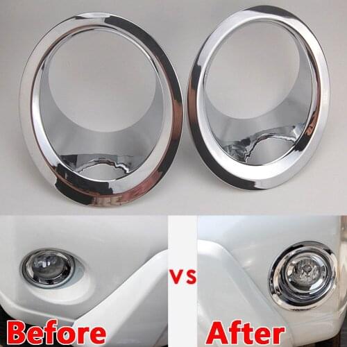 BBS@FUKA 2Pcs Chrome Front Bumper ABS Chromium Fog Light Lamp Cover Trim ABS Fit For Toyota Prado Fj150 2014-2016 Accessories