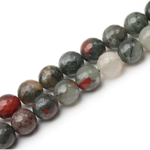 4-12mm Round Faceted Green Red Africa Blood Jaspers Beads Natural Stone Beads For Jewelry Making Beads 15'' Needlework DIY Beads