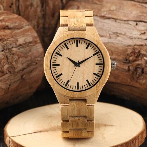 Steampunk Natural Bamboo Casual Sport Mans Wristwatches Portable Tiempiece Quartz Analog Clock Full Wooden Bangle Watch Strap