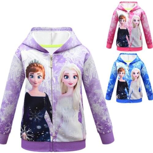 Disney Elsa Anna Spring Autumn Jacket Coat Cartoon Frozen Hoodies Toddler Kids Girls Sweatshirt Cosplay Casual Coat