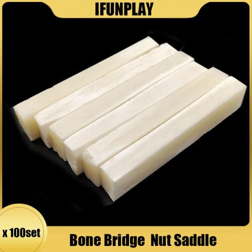 100set Pure Bone Hawaii Ukulele 4 String Mini Guitar Bridge Nut and Saddle Blank DIY Handmade Polish Bone Blank Block