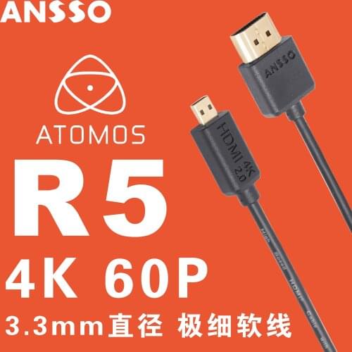DragonWhite Ansso Micro HDMI ultra-fine cord R5 R6 XT4 A7M3 S5 Atomos monitorHDMI 2.0，4K 60P；18Gbps；HDR；40cm 70cm HDMI D TYPE