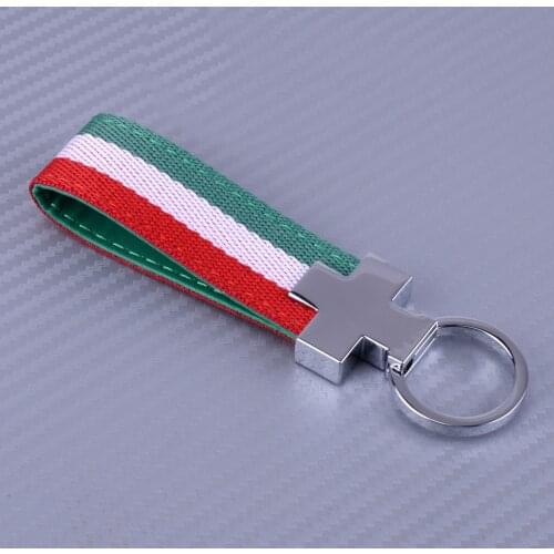 DWCX Italy Italian Flag Key Strap Keychain PU Leather Key Ring Fit for Alfa Romeo