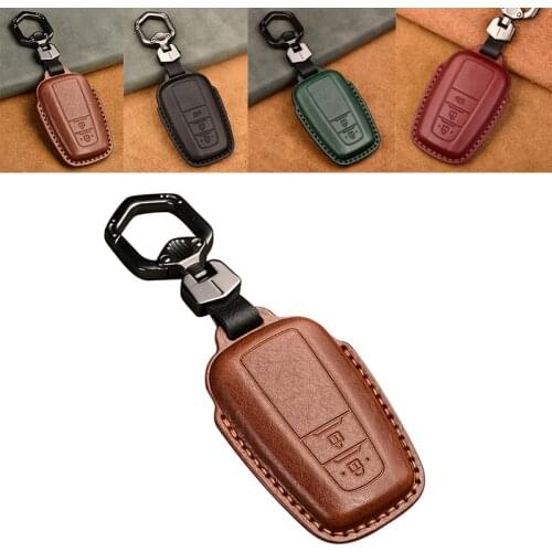 Leather Key Case Cover for Toyota Camry CHR Corolla RAV4 Avalon Land Cruiser Prado Prius Remote Fob Cover 2 3 Button 2018 2019