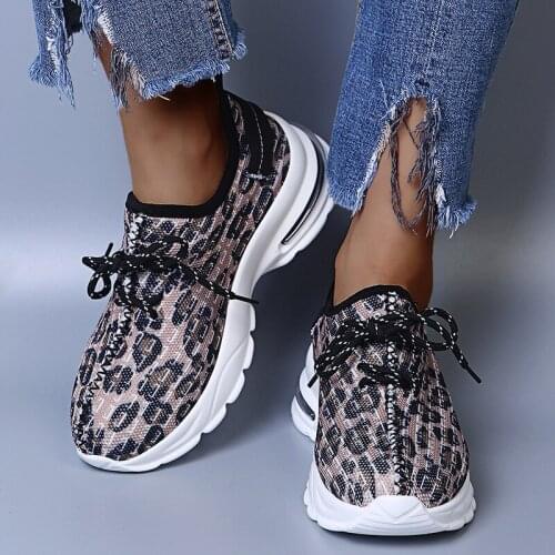 Women Casual Breathable Walking Mesh Sneakers Fashion Leopard Shoes Spring Autumn Casual Shoes Tenis Feminino Female Shoes