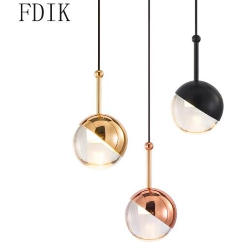 Nordic Metal Led Pendant Lights Rotatable Glass Hanglamp for Indoor Kitchen Dining Room Coffee Bar Vintage Decor lamp Fixtures