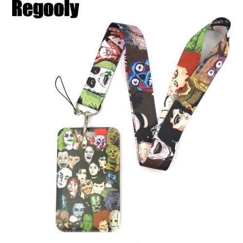 Michale Myers Horror Characters Fashion Lanyard ID Badge Holder Bus Pass Case Cover Slip Bank Credit Card Holder Strap Holder