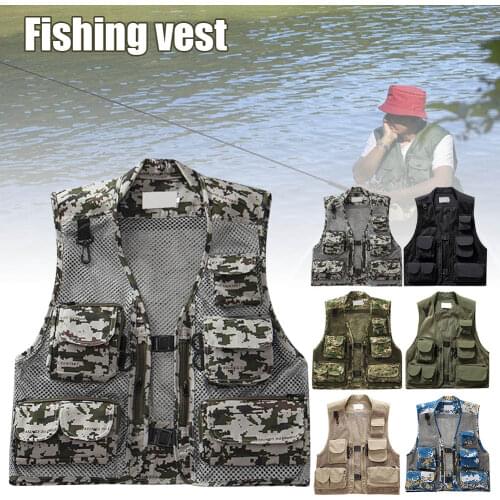 Newly Men Fishing Vest Multi-Pocket Quick Dry Mesh Vest Outdoor Waistcoat
