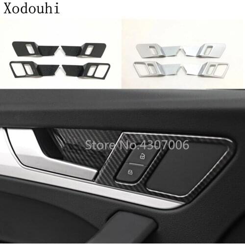Car Styling Cover Trim ABS Matte/Carbon Fiber Door Inner Handle Bowl Armrest Handrail 4pcs For VW Audi Q5 L Q5L 2018 2019 2020