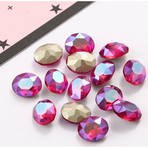 New Arrival Small Szie Loose Stones Drop Oval Crystals Glue On Nails Pointback Rhinestones Red Color Shiny DIY Accessories