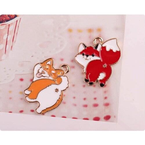 New style 50pcs/lot alloy drop oil animals cartoon fox/dog shape metal floating locket charms diy jewerly pendants accessory