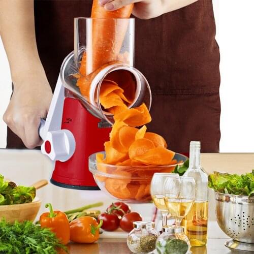 Vegetable Cutter Round Mandoline Slicer Potato Carrot Grater Slicer with 3 Stainless Steel Chopper Blades Kitchen Tool