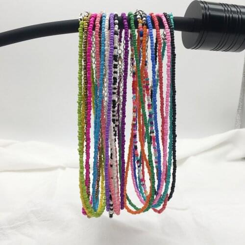 40+5 cm 3 mm Seed Beads Women Choker Necklace 2021 Trend Beads Strand Necklace Bohemia String Beaded Choker Jewelry Accessories