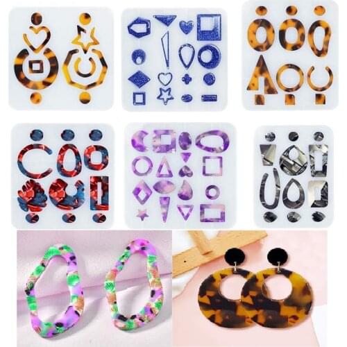 New Year Gift 5pcs/set Random Earring Hairclip Pendant UV Epoxy Resin Mold DIY Silicone Creative Crafts Molds Jewelry Making