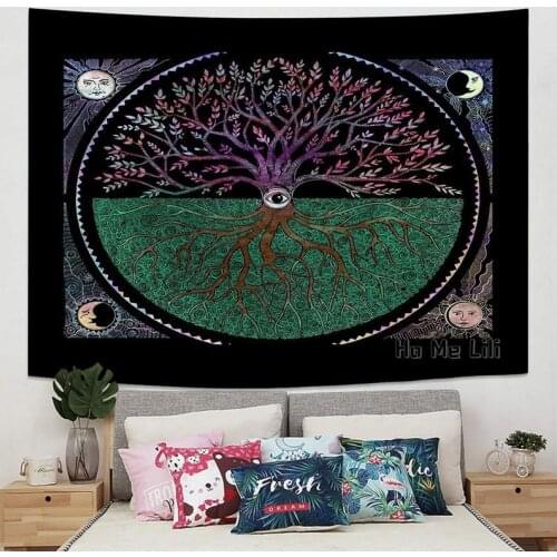 Sun Moon Tapestry Life Tree Wall Hanging Pattern Tapestry Background Cloth Yoga Carpet Bedspread Home Decor New Home Gift