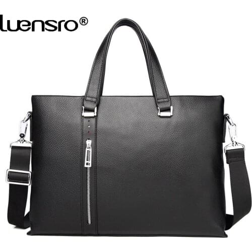 Mens Leather Bag Men Briefcases Bags Man Genuine Leather Laptop Bag Shoulder Messenger Bags Male Handbag a4 Document Briefcases