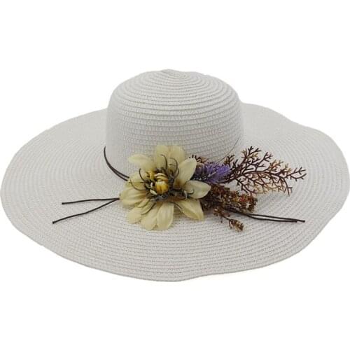 QBHAT Summer Women Paper Straw Beach Holiday Sun Hat Ladies Wide Brim Sun Protection Hat Female Outdoor Sunhat Sunbonnet
