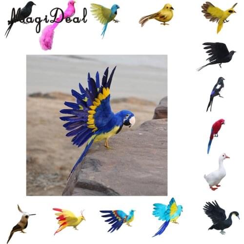 MagiDeal Lifelike Decorative Artificial Foam Feathered Birds Wedding Supplies Garden Decor - Swan Crow Swallow Parrot Goose