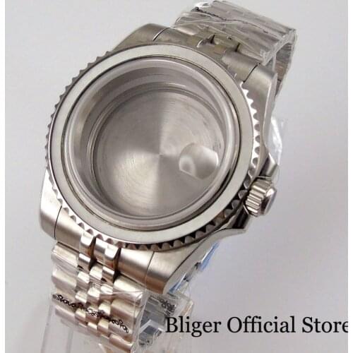 Steel Automatic 40mm Men Watch Case for NH35 NH36 Movement Jubilee Strap Rotating Bezel Screw Crown Seeing/Mental Back