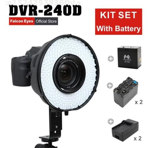 Falcon Eyes LED Photo Ring Light Selfie Beauty 5600K Dimmable For Youtube Video Fotografia Lighting DVR-240D + MV-AD1(NP-F750A)