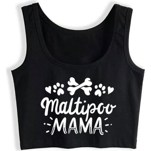 Crop Top Female Maltipoo Mama Street Vintage Sleeveless Tops Women