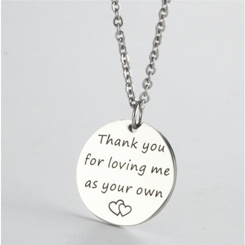 10pcs Lettering Inspirational Necklace Thank you for loving me as your own Stainless Steel Simple Necklace Fashion Jewelry