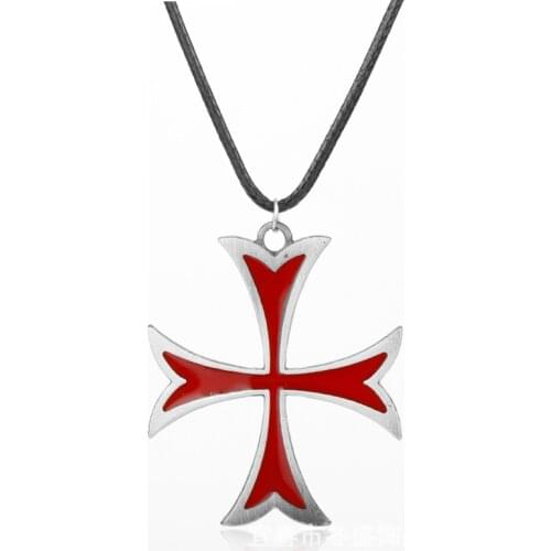 Vintage Knights Templar Iron Cross Pendant Necklace Jewelry
