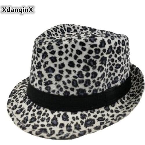 XdanqinX Womens Leopard Print Hat Fashion Personality Fedora Mens Retro Jazz Hats Unisex 2020 New Streaks Leopard Print Caps