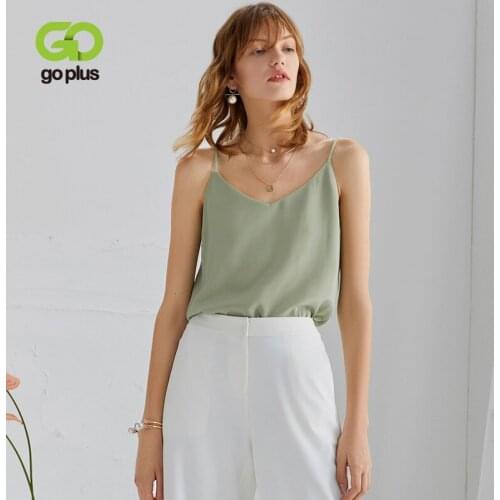 GOPLUS 2021 Strap Top Women Sexy Halter V Neck Sleeveless Vest Soft Tank Tops Underwear Plus Size Camisole Female