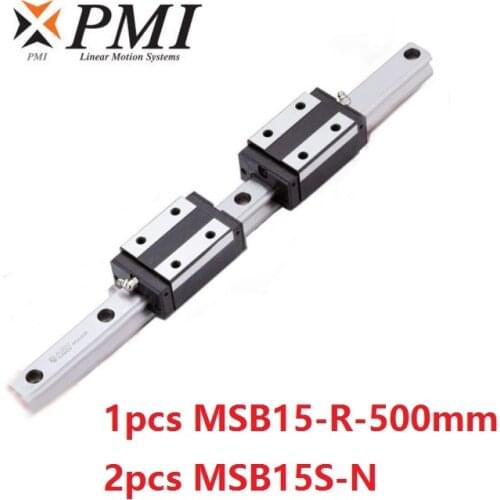 1pcs Taiwan PMI MSB15-R 500mm linear guide rail and 2pcs MSB15S-N Block Carriages for CO2 laser machine CNC router MSB15SSSFCN
