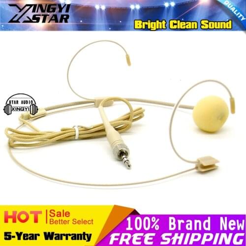 10Pcs Beige Screw Thread Lock 3.5 mm Stereo Plug Connector Headworn Earhook Headset Microphone For Wireless BodyPack Transmitter
