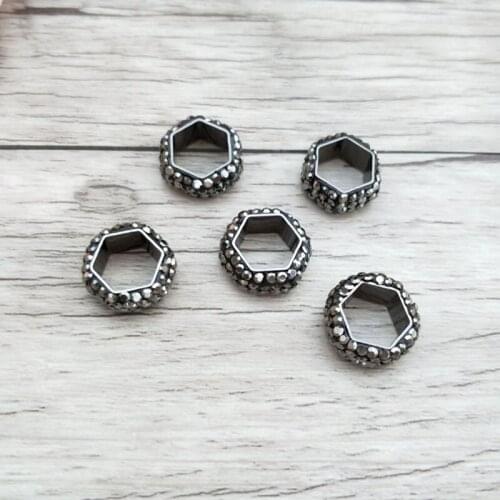 10Pcs Black Crystal Rhinestone Zircon Paved Connector,Spacer Beads DIY Making Bracelet necklace Jewelry BD402