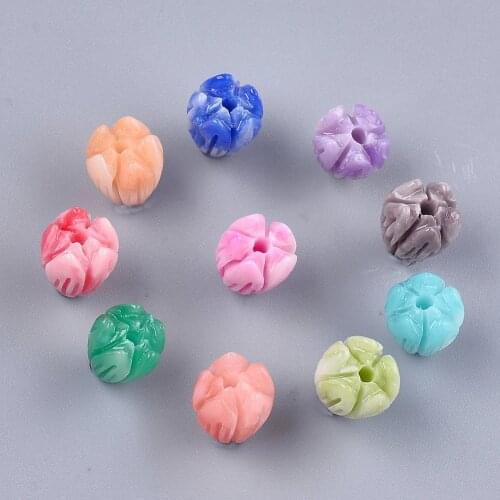 100pcs 8.5mm Dyed Artificial Coral Beads Flower Bud Loose Bead for DIY Jewelry Making Bracelet Necklace Wedding Decoration