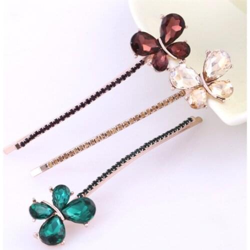 2PC/Set Crystal Bow Hair Pins High Grade Handmade Rhinestone Hair Clip For Women Western Style Wild Multicolor Hair Jewelry