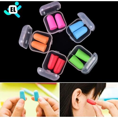 2Pcs Anti-noise Soft Ear Plugs Sound Insulation Ear Protection Earplugs Sleeping Plugs For Travel Noise Reduction With Case