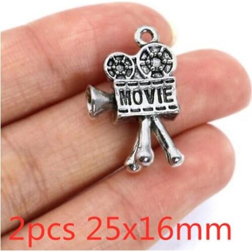 2Pcs Plated Movie projector Charms Antique Silver Color Tone Pendant Findings Diy Accessories Handmade Jewelry Making Supplie
