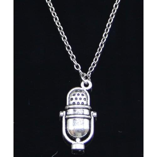 20pcs New Fashion Necklace 26x13mm retro vintage mircophone Pendants Short Long Women Men Colar Gift Jewelry Choker