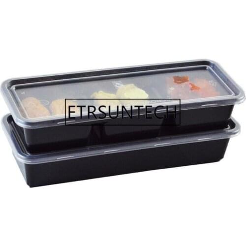 300sets Sushi Packaging Box Plastic Rectangle Disposable Sashimi Salad Food Takeaway Boxes With Cover
