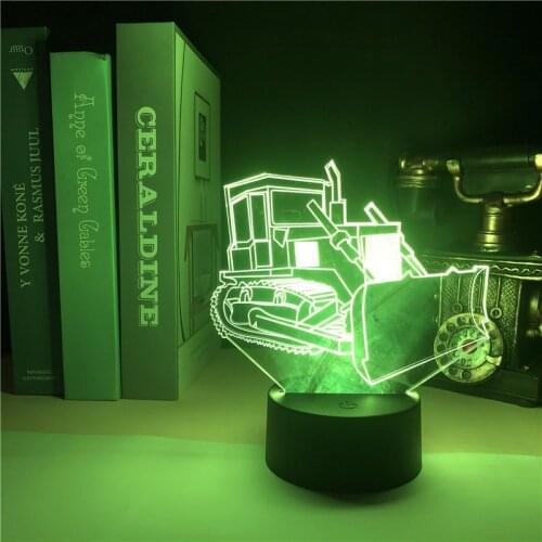 3D Neon Table Lamp LED Bulldozer Night Light Acrylic Kids Room APP Control Nightlight Bluetooth Base Kids Birthday Holiday Gift