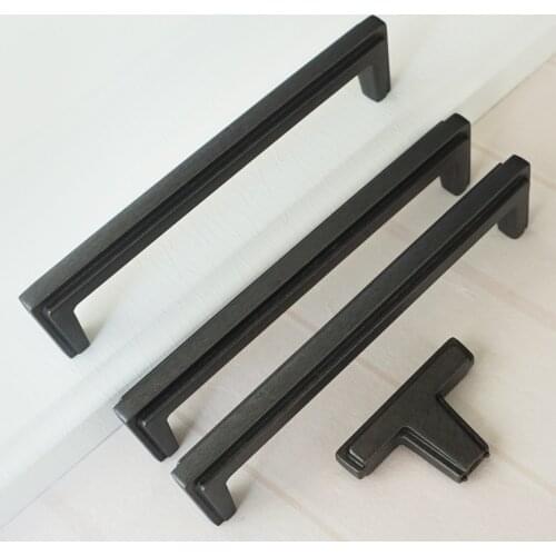 5" Ancient Iron Black Drawer Handles T Type Cabinet Pull Handle Zinc Alloy Door Knob Dresser Pulls Kitchen Cupboare Handles128mm