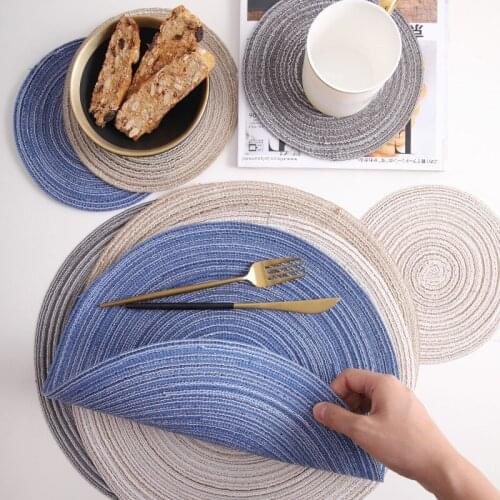 6Pcs/Set Japanese Handmade Round Ramie Insulation Pad Placemats Linen Non Slip Table Mats Kitchen Accessories Pads Coasters